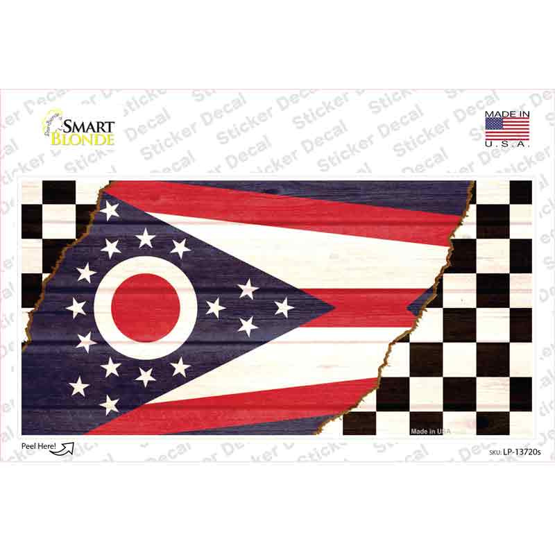 LP-13720s-M Ohio Racing Flag Novelty Sticker Decal - Medium