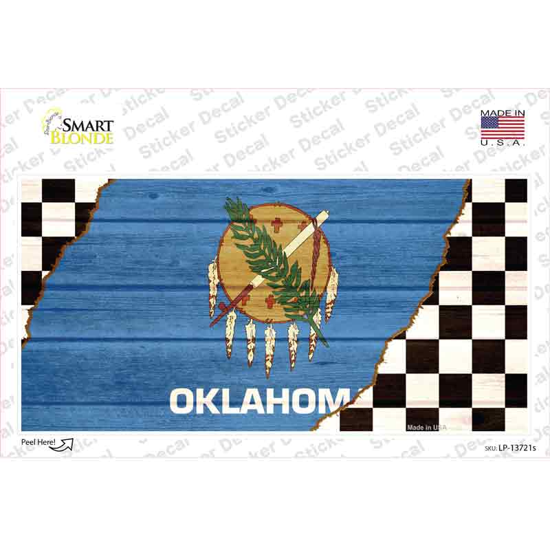 LP-13721s-M Oklahoma Racing Flag Novelty Sticker Decal - Medium