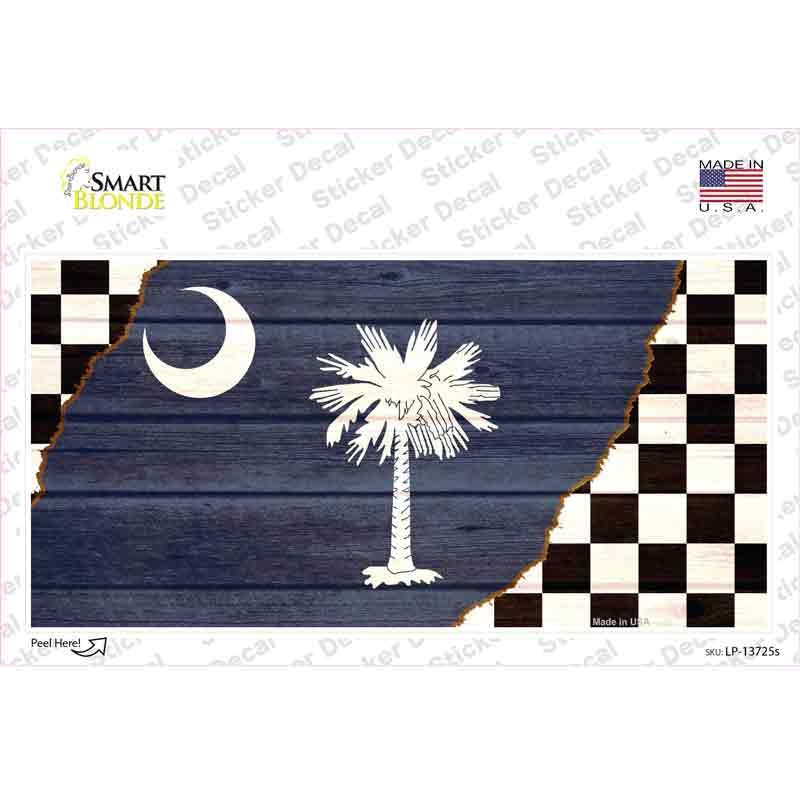LP-13725s-M South Carolina Racing Flag Novelty Sticker Decal - Medium