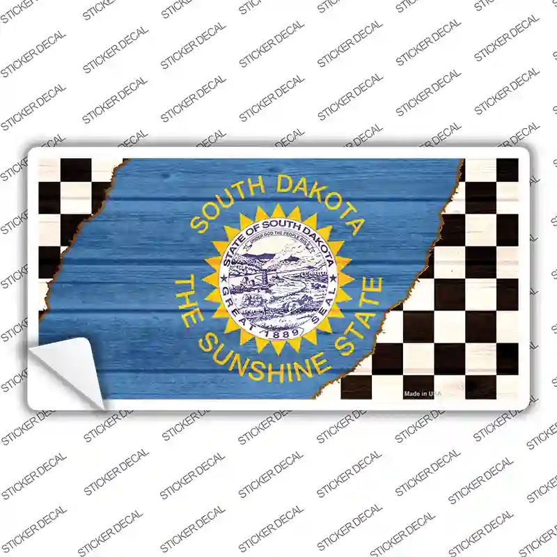LP-13726s-S South Dakota Racing Flag Novelty Sticker Decal - Small