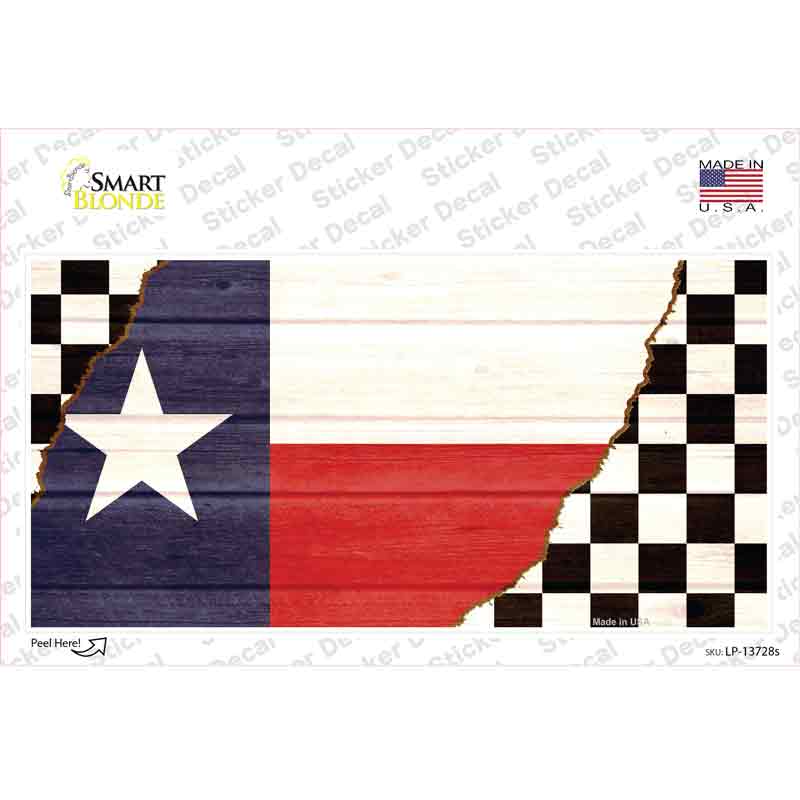 LP-13728s-M Texas Racing Flag Novelty Sticker Decal - Medium