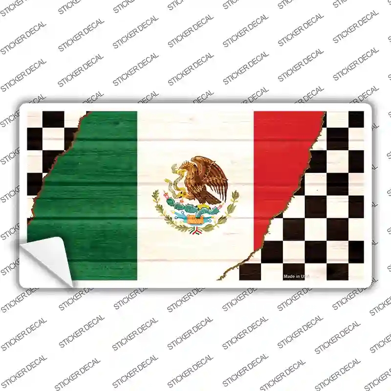 LP-13738s-L Mexico Racing Flag Novelty Sticker Decal - Large