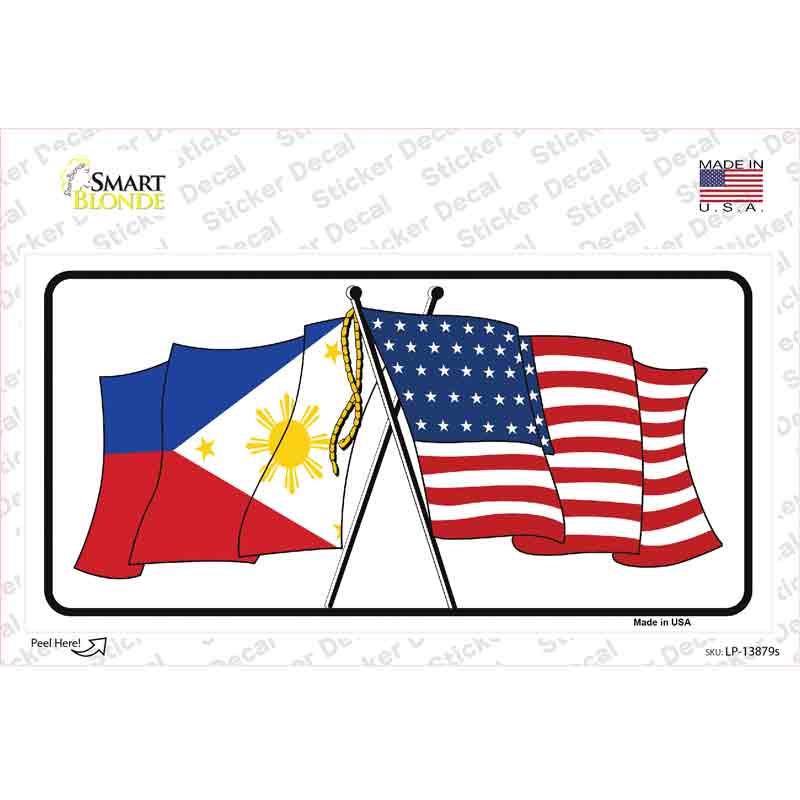 LP-13879s-M Philippines US Crossed Flag Novelty Sticker Decal - Medium