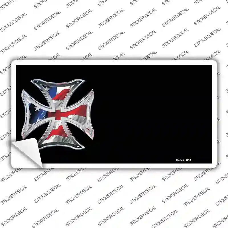 LP-3778s-L American Flag Maltese Cross Offset Novelty Sticker Decal - Large