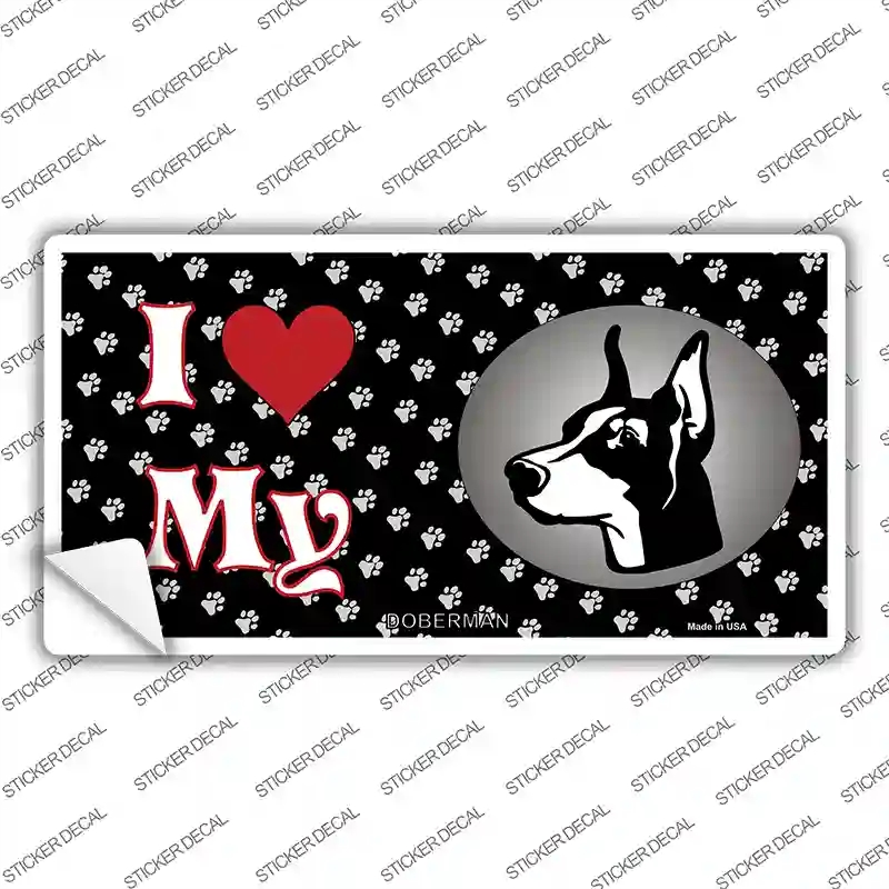 LP-3885s-S I Love My Doberman Novelty Sticker Decal - Small