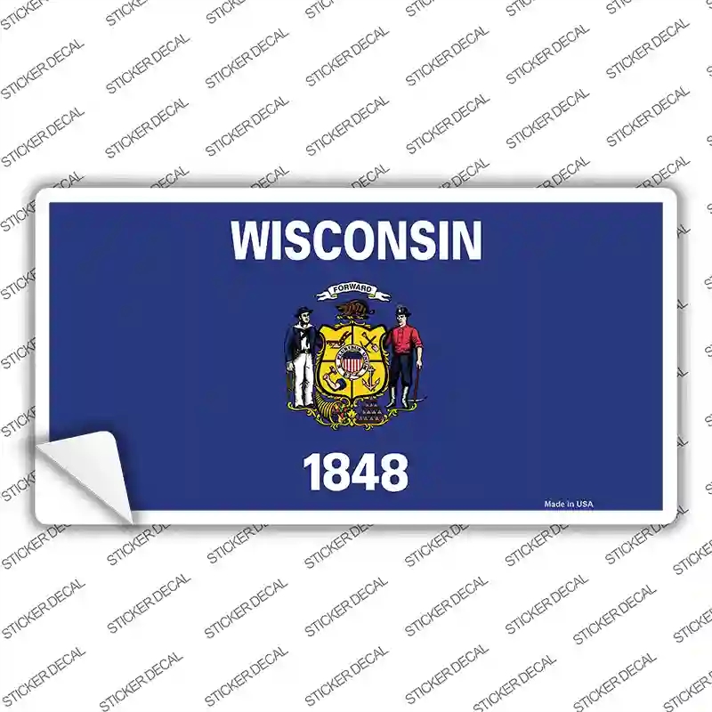 LP-3608s-L Wisconsin State Flag Novelty Sticker Decal - Large