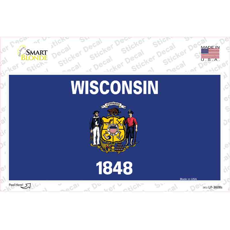 LP-3608s-M Wisconsin State Flag Novelty Sticker Decal - Medium