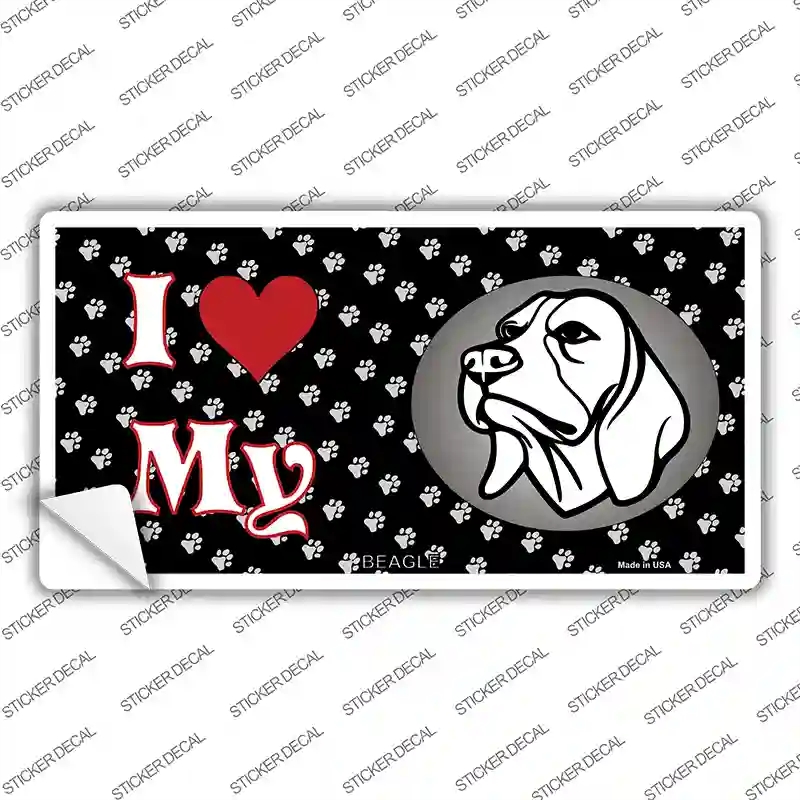 LP-3890s-S I Love My Beagle Dog Novelty Sticker Decal - Small