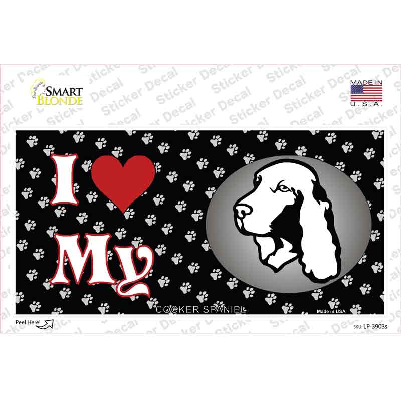 LP-3903s-M I Love My Cocker Spaniel Novelty Sticker Decal - Medium