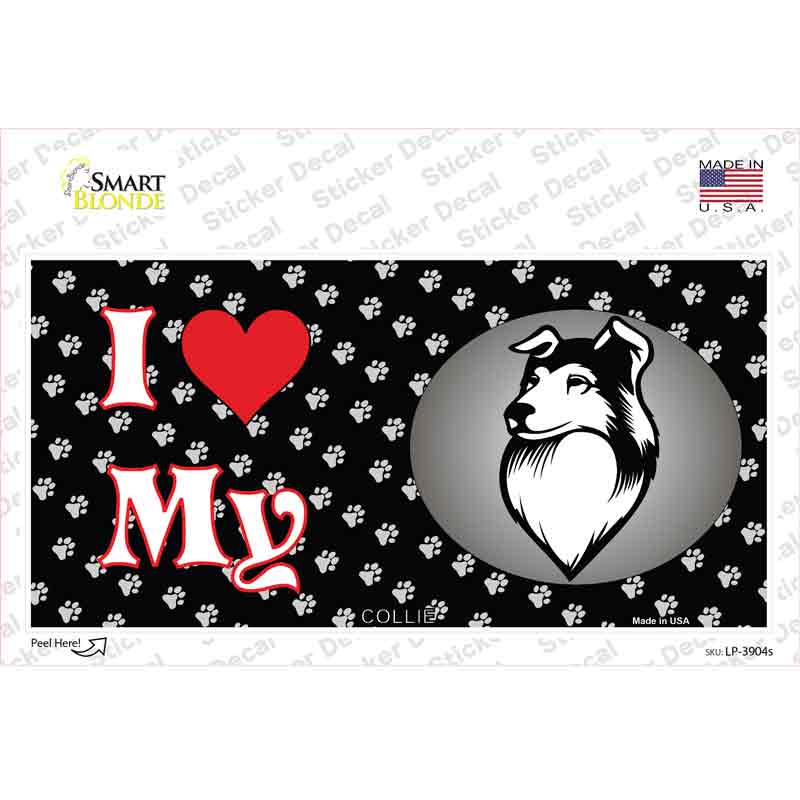 LP-3904s-M I Love My Collie Novelty Sticker Decal - Medium