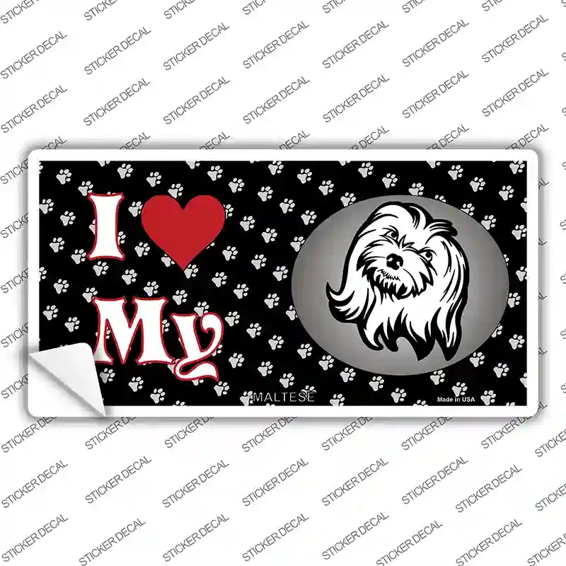 LP-3914s-S I Love My Maltese Novelty Sticker Decal - Small