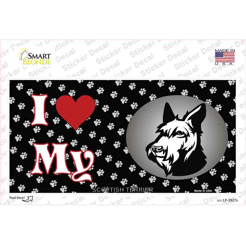 LP-3927s-M I Love My Scottish Terrier Novelty Sticker Decal - Medium