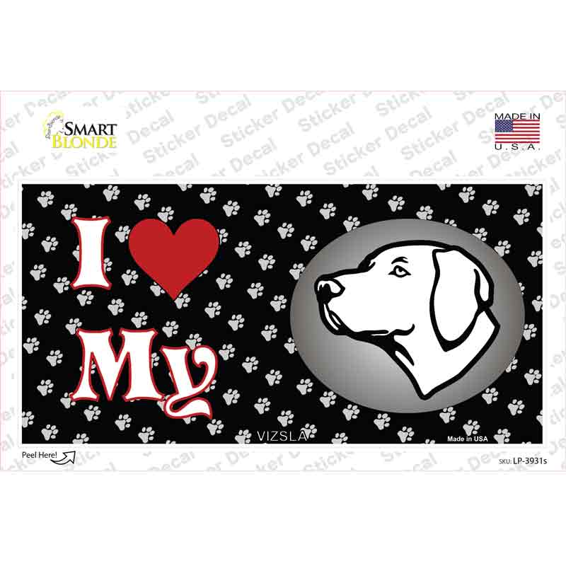 LP-3931s-M I Love My Vizsla Novelty Sticker Decal - Medium
