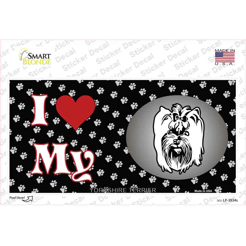 LP-3934s-M I Love My Yorkshire Terrier Novelty Sticker Decal - Medium