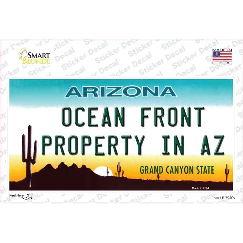 LP-3940s-M Ocean Front Property Novelty Sticker Decal - Medium