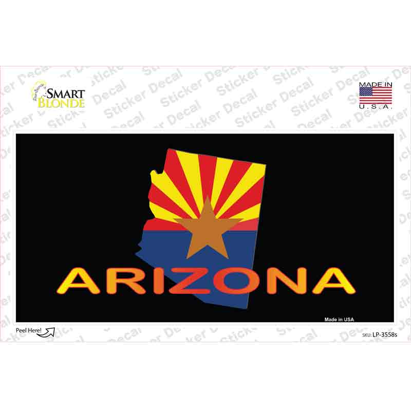 LP-3558s-M Arizona Flag Filled State Outline Novelty Sticker Decal - Medium