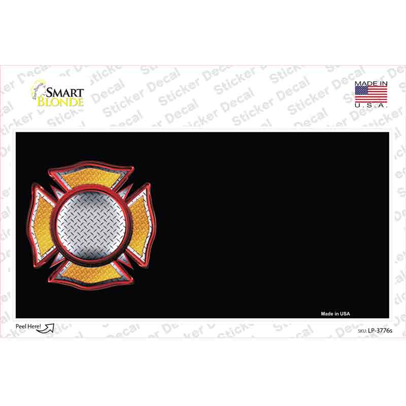LP-3776s-M Fire Maltese Cross Offset Novelty Sticker Decal - Medium