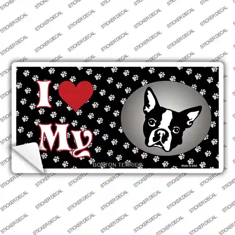 LP-3893s-S I Love My Boston Terrier Novelty Sticker Decal - Small