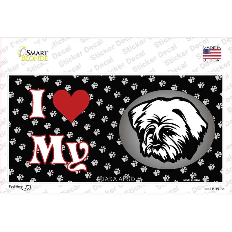 LP-3913s-M I Love My Lhasa Apso Novelty Sticker Decal - Medium