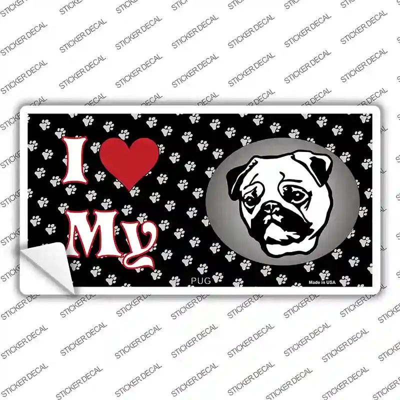 LP-3924s-L I Love My Pug Novelty Sticker Decal - Large