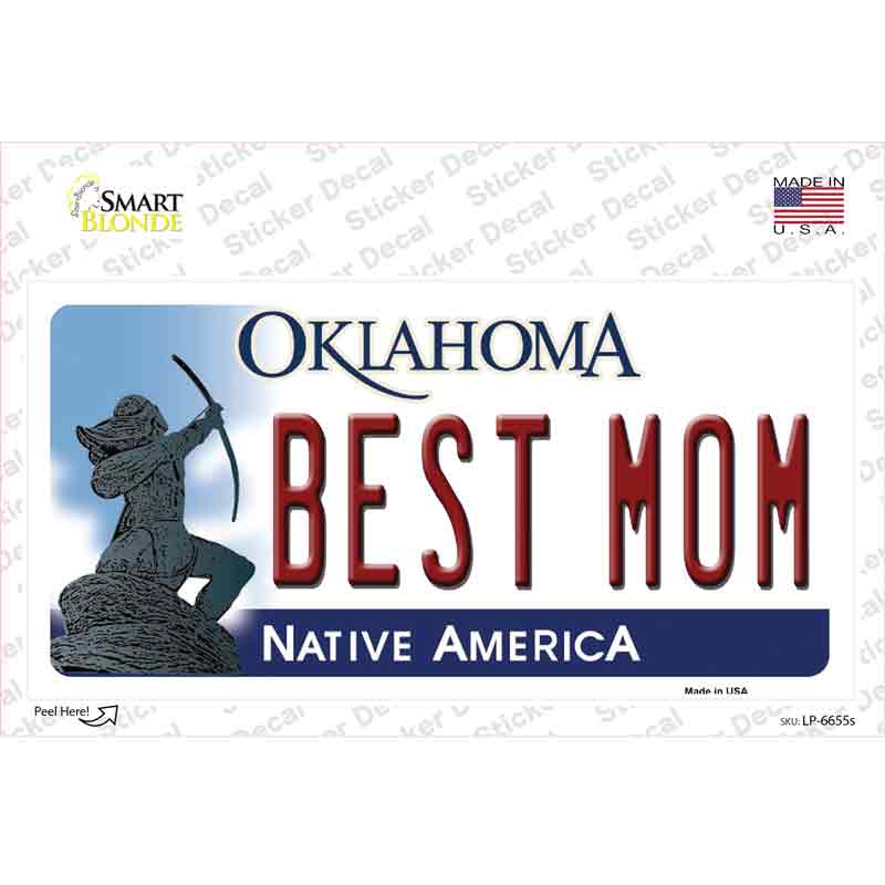 LP-6655s-M Best Mom Oklahoma Novelty Sticker Decal - Medium