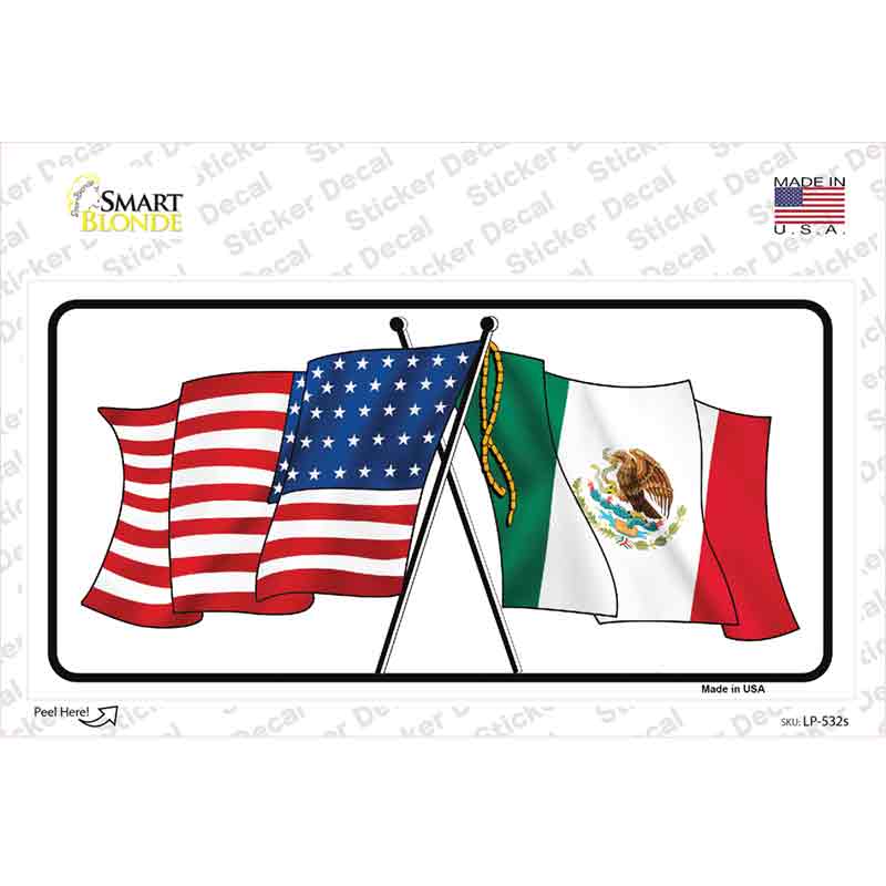 LP-532s-M United States Mexico Flag Novelty Sticker Decal - Medium