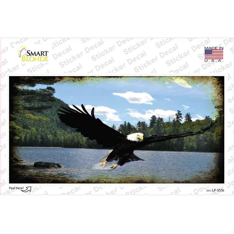 LP-553s-M Eagle Over Water Novelty Sticker Decal - Medium