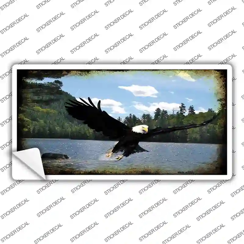 LP-553s-S Eagle Over Water Novelty Sticker Decal - Small