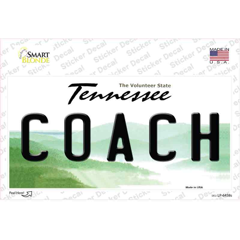 LP-6458s-M Coach Tennessee Novelty Sticker Decal - Medium