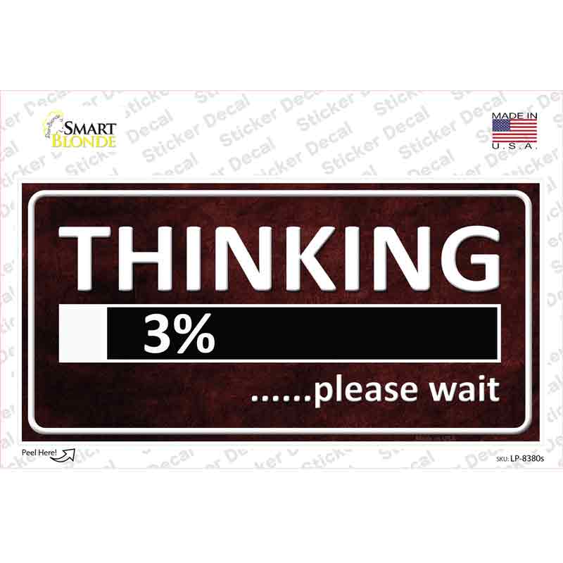 LP-8380s-M Thinking Please Wait Novelty Sticker Decal - Medium