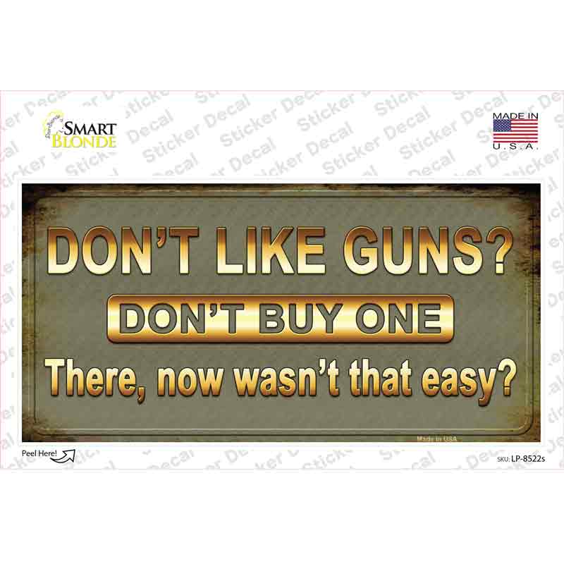 LP-8522s-M Do Not Like Guns Novelty Sticker Decal - Medium