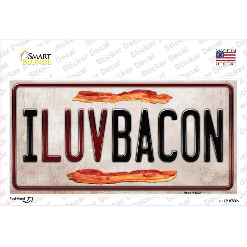 LP-8700s-M I Luv Bacon Novelty Sticker Decal - Medium