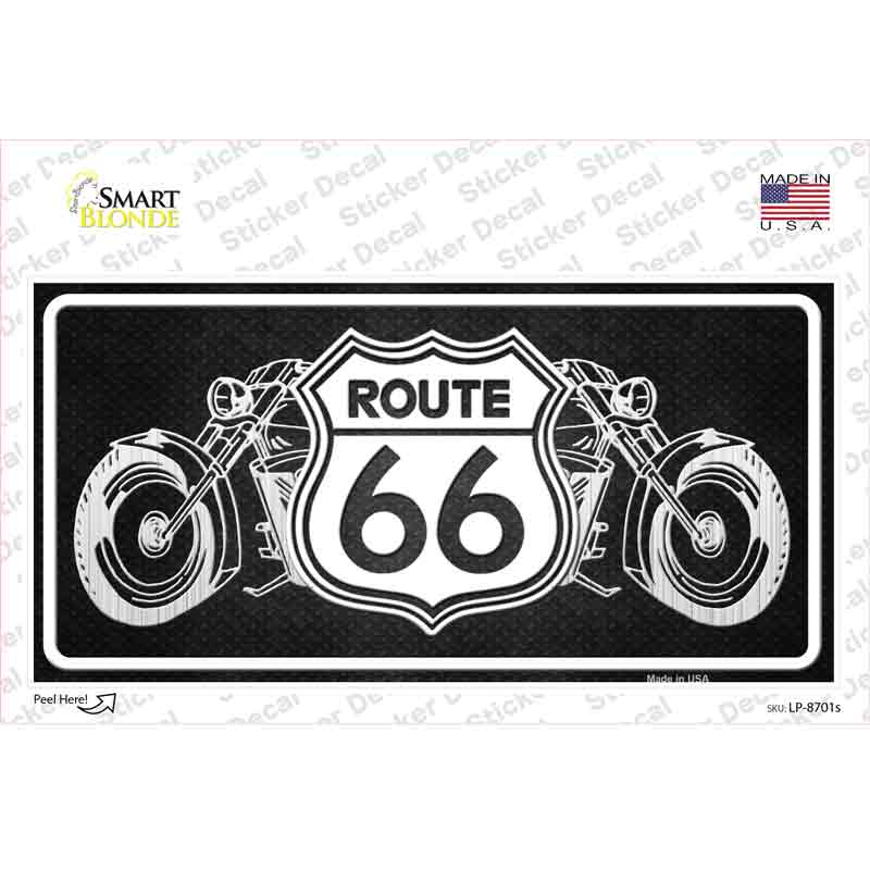LP-8701s-M Route 66 with Bikes Novelty Sticker Decal - Medium