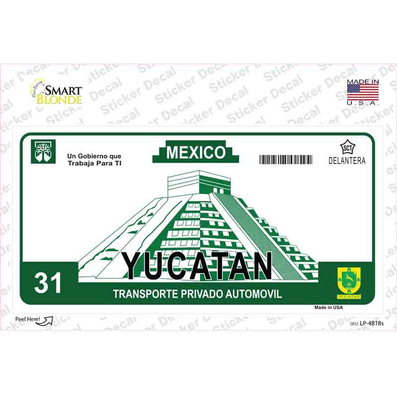 LP-4818s-M Yucatan Mexico Novelty Sticker Decal - Medium