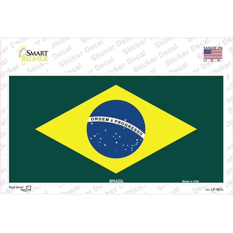 LP-481s-M Brazil Flag Novelty Sticker Decal - Medium