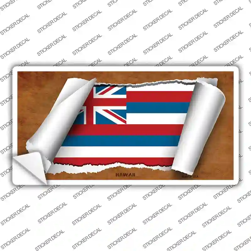 LP-9017s-L Hawaii Flag Scroll Novelty Sticker Decal - Large