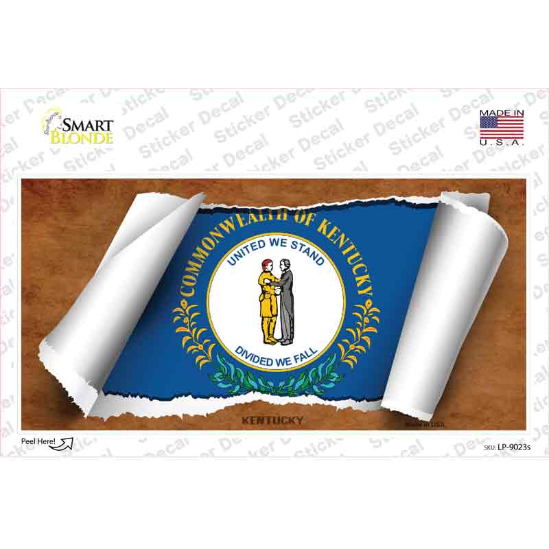 LP-9023s-M Kentucky Flag Scroll Novelty Sticker Decal - Medium