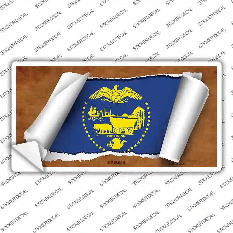 LP-9043s-S Oregon Flag Scroll Novelty Sticker Decal - Small