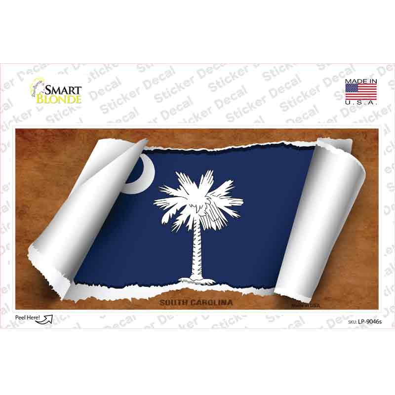 LP-9046s-M South Carolina Flag Scroll Novelty Sticker Decal - Medium