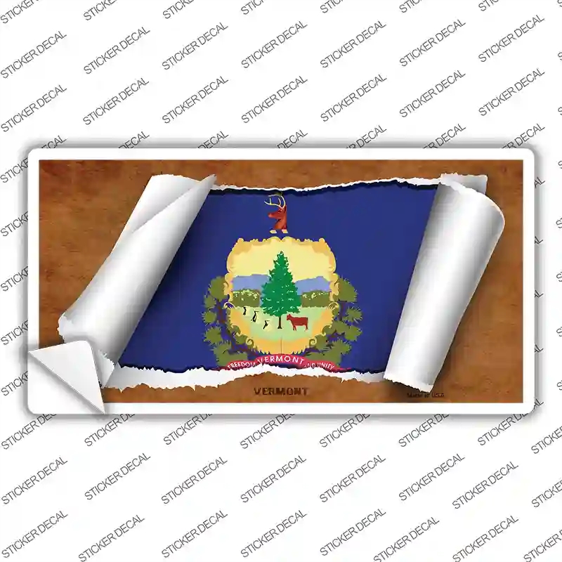 LP-9051s-S Vermont Flag Scroll Novelty Sticker Decal - Small