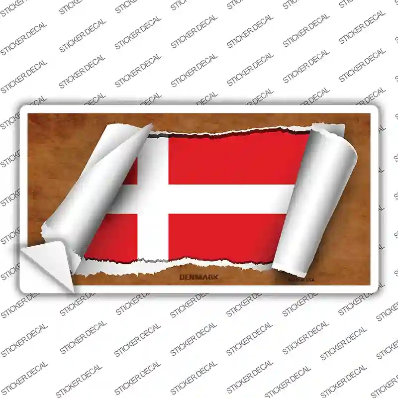 LP-9070s-S Denmark Flag Scroll Novelty Sticker Decal - Small