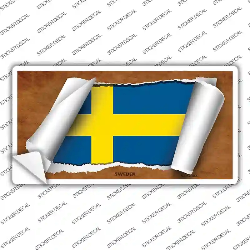 LP-9074s-L Sweden Flag Scroll Novelty Sticker Decal - Large