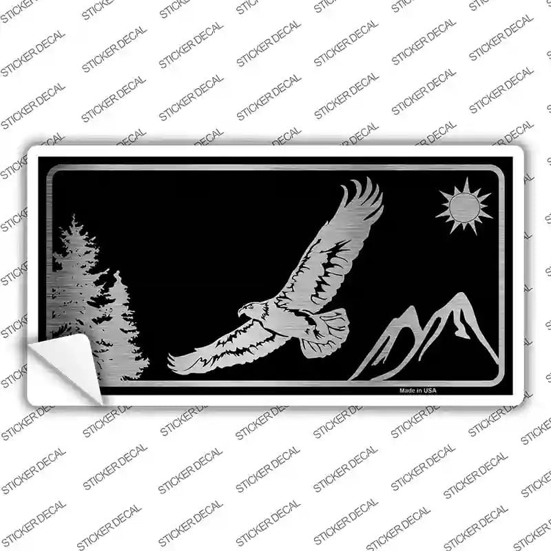 LPC-1078s-L Eagle Black Brushed Chrome Novelty Sticker Decal - Large