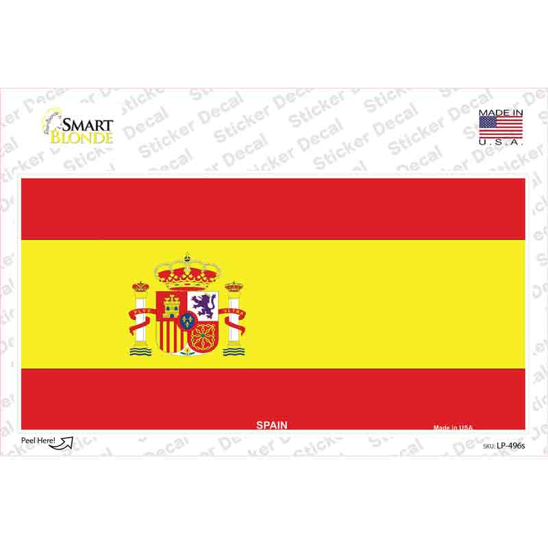 LP-496s-M Spain Flag Novelty Sticker Decal - Medium