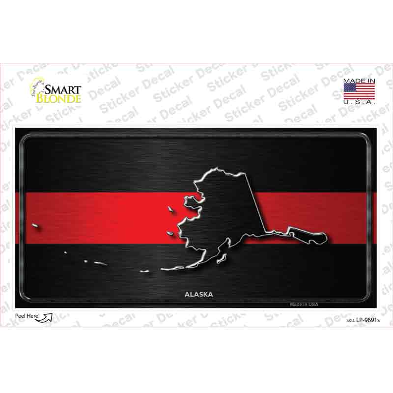 LP-9691s-M Alaska Thin Red Line Novelty Sticker Decal - Medium