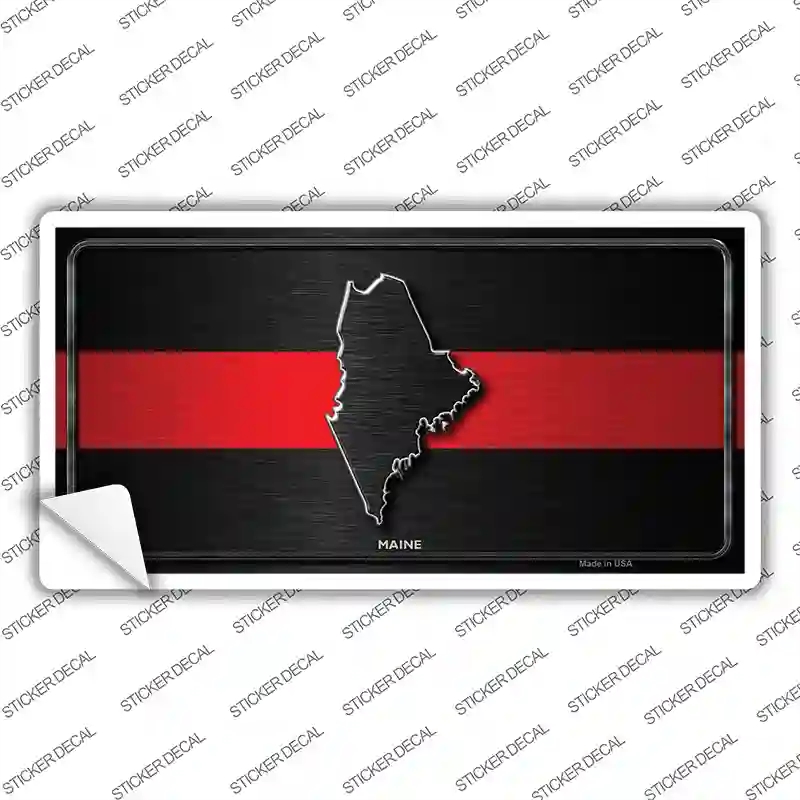 LP-9708s-L Maine Thin Red Line Novelty Sticker Decal - Large