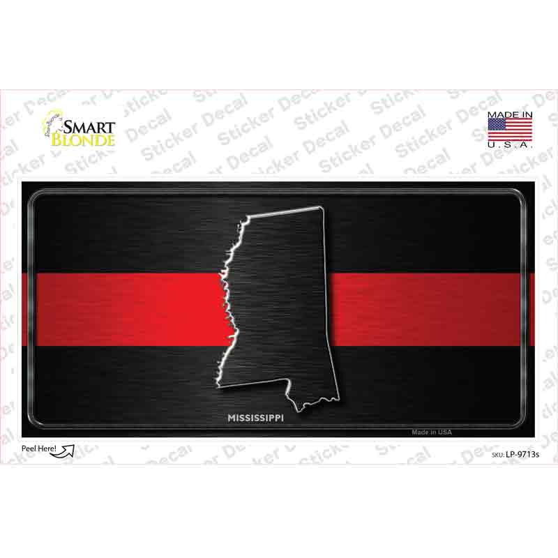 LP-9713s-M Mississippi Thin Red Line Novelty Sticker Decal - Medium