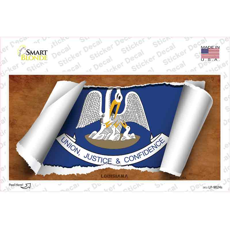 LP-9024s-M Louisiana Flag Scroll Novelty Sticker Decal - Medium
