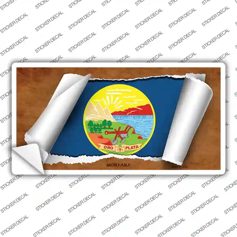 LP-9032s-S Montana Flag Scroll Novelty Sticker Decal - Small