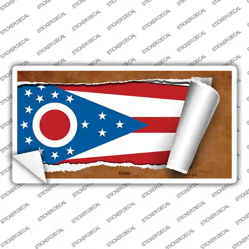 LP-9041s-XL Ohio Flag Scroll Novelty Sticker Decal - Extra Large